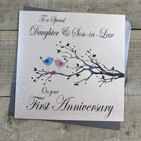 DAUGHTER & SON IN LAW 1ST ANNIVERSARY CARD- LOVEBIRDS (PD193)