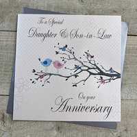 DAUGHTER & SON IN LAW ANNIVERSARY CARD- LOVEBIRDS (PD193-A)