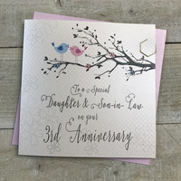 3RD DAUGHTER & SON IN LAW ANNIVERSARY CARD- LOVEBIRDS (PD193-3)
