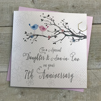 7th DAUGHTER & SON IN LAW ANNIVERSARY CARD- LOVEBIRDS (PD193-7)