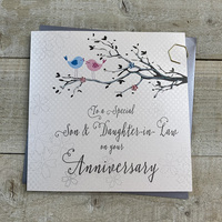 SON & DAUGHTER IN LAW ANNIVERSARY CARD- LOVEBIRDS (PD192-A)