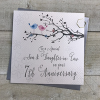 7th SON & DAUGHTER IN LAW ANNIVERSARY CARD- LOVEBIRDS (PD192-7)