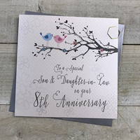 8th SON & DAUGHTER IN LAW ANNIVERSARY CARD- LOVEBIRDS (PD192-8)