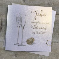PERSONALISED RETIREMENT CARD - FLUTES AND CORK(P20-62 & XP20-62)