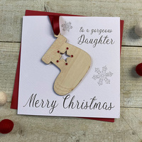 Daughter - Christmas Stocking Wooden Glittered Bauble (XB2-D)
