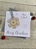 Mum & Dad - Snowflake Wooden Glittered Bauble (XB3-MD)