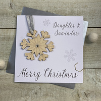 Daughter & Son-in-Law - Snowflake Wooden Glittered Bauble (XB3-DS)