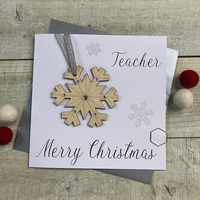 Teacher - Snowflake Wooden Glittered Bauble (XB3-TE)