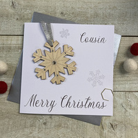 Cousin - Snowflake Wooden Glittered Bauble (XB3-C)