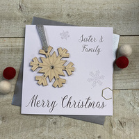 Sister & Family - Snowflake Wooden Glittered Bauble (XB3-SISF)