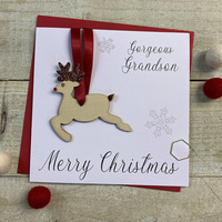 Grandson - Reindeer Wooden Glittered Bauble (XB5-GS)