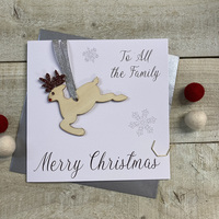 To All the Family - Reindeer Wooden Glittered Bauble (XB5-TAF)