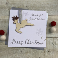Wonderful Grandchildren - Reindeer Wooden Glittered Bauble (XB5-GRCH)