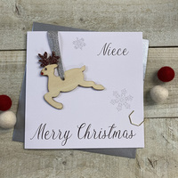 Niece - Reindeer Wooden Glittered Bauble (XB5-NIE)