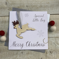Special Little Boy - Reindeer Wooden Glittered Bauble (XB5-LB)