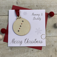 Mummy & Daddy - Wooden Glittered Christmas Bauble (XB6-MYDY)