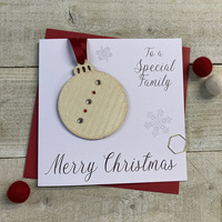 Special Family - Wooden Glittered Christmas Bauble (XB6-SPFAM)