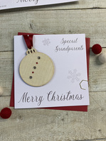 Grandparents - Wooden Glittered Christmas Bauble (XB6-GRPS)