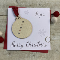 Papa - Wooden Glittered Christmas Bauble (XB6-PAPA)