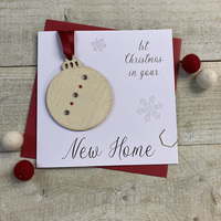First Christmas in New Home - Wooden Glittered Christmas Bauble (XB6-1HOME)