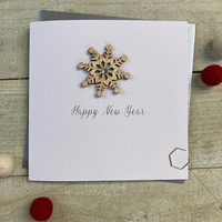 Happy New Year - Wooden Glittered Snowflake (XS1-HNY)