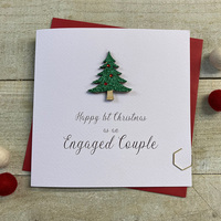 First Chriatmas as Engaged Couple - Wooden Glittered Christmas Tree (XS6-1ENG)