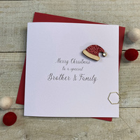 Brother & Family - Wooden Glittered  Santa Hat  (XS9-BROF)