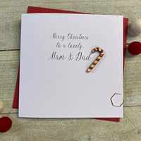 Mam & Dad - Wooden Glittered Candy Cane (XS10-MAMD)