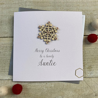 Auntie - Wooden Glittered Pink Snowflake (XS22-AIE)