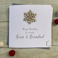 Gran & Grandad - Wooden Glittered Pink Snowflake (XS22-GRGD)
