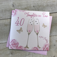 DAUGHTER IN LAW AGE 40 PINK FLUTES BIRTHDAY CARD (SS42-40DIL)