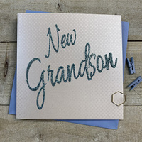 NEW GRANDSON GLITTERY WORDS CARD (LL-GS)