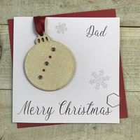 Dad - Wooden Glittered Christmas Bauble (XB6-DAD)