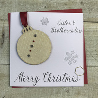Sister & Brother-in-Law - Wooden Glittered Christmas Bauble (XB6-SISB)