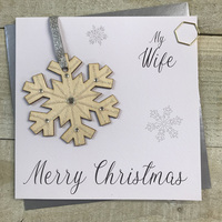 Wife - Snowflake Wooden Glittered Bauble (XB3-WCT)