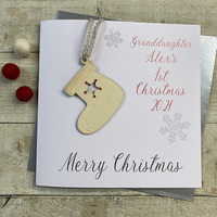 Personalised  Wooden Christmas Bauble Card - Handglittered Stocking (any relation) (P-XB2)