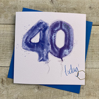 AGE 40 -BLUE HELIUM BALLOON CARD (HB40)