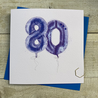 AGE 80 -BLUE HELIUM BALLOON CARD (HB80)