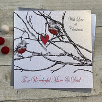 Mum & Dad Robins in tree Large Christmas Card (XEX51)