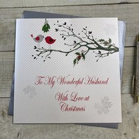 Wonderful Husband - Birds & Branch / Mistletoe Large Card (XX14-25)