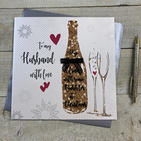 Husband Christmas Bottle of Fizz - Large Card (XF1-H)