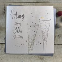 Personalised Any Age - silver flutes Birthday Card (P19-8-AGE)