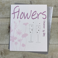 Flowers 4th Anniversary Simple Silver Flutes Card (ITB4)