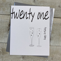 Twenty One Birthday Simple Silver Flutes Card (ITA21)