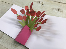 Vase of Red Tulips Pop Up Card