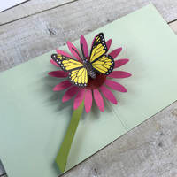 Butterfly on flower Pop Up Card