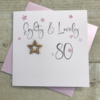 Age 80 Birthday - Pink STARS (SQ80)
