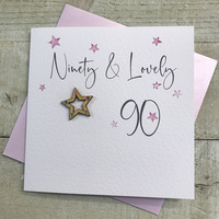 Age 90 Birthday - Pink STARS (SQ90)
