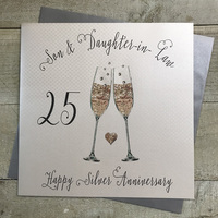 Son & Daughter in law 25th Silver Anniversary Fizzy Flutes Large Card (XSS259-25)