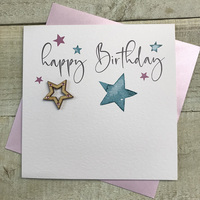 TURQUOISE WOODEN STAR - BIRHTDAY CARD (S156)